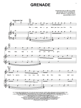 page one of Grenade (Piano, Vocal & Guitar Chords (Right-Hand Melody))