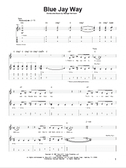 page one of Blue Jay Way (Guitar Tab)