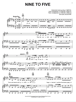 page one of Nine To Five (from 9 to 5: The Musical) (Piano, Vocal & Guitar Chords (Right-Hand Melody))