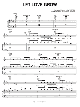page one of Let Love Grow (from 9 to 5: The Musical) (Piano, Vocal & Guitar Chords (Right-Hand Melody))