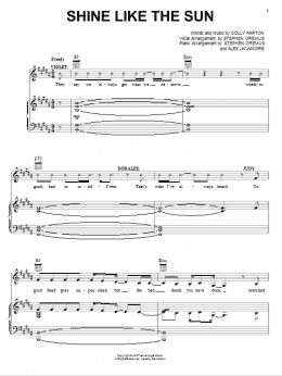 page one of Shine Like The Sun (from 9 to 5: The Musical) (Piano, Vocal & Guitar Chords (Right-Hand Melody))