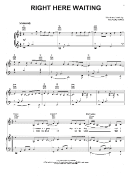 page one of Right Here Waiting (Piano, Vocal & Guitar Chords (Right-Hand Melody))