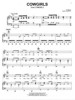 page one of Cowgirls (Piano, Vocal & Guitar Chords (Right-Hand Melody))