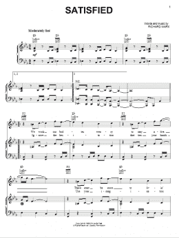 page one of Satisfied (Piano, Vocal & Guitar Chords (Right-Hand Melody))