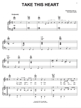 page one of Take This Heart (Piano, Vocal & Guitar Chords (Right-Hand Melody))