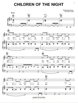 page one of Children Of The Night (Piano, Vocal & Guitar Chords (Right-Hand Melody))
