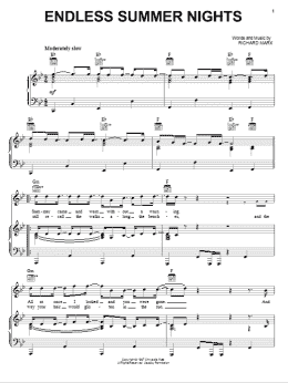 page one of Endless Summer Nights (Piano, Vocal & Guitar Chords (Right-Hand Melody))