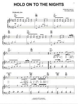 page one of Hold On To The Nights (Piano, Vocal & Guitar Chords (Right-Hand Melody))