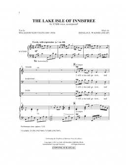 page one of The Lake Isle Of Innisfree (TTBB Choir)