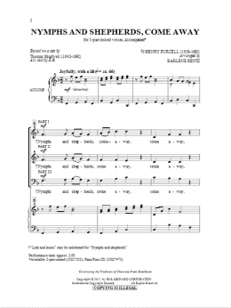 page one of Nymphs And Shepherds, Come Away (3-Part Mixed Choir)