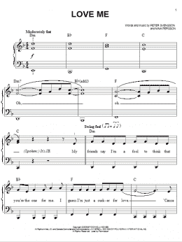 page one of Love Me (Easy Piano)