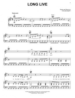 page one of Long Live (Piano, Vocal & Guitar Chords (Right-Hand Melody))