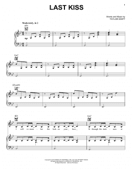 page one of Last Kiss (Piano, Vocal & Guitar Chords (Right-Hand Melody))