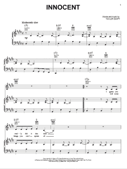 page one of Innocent (Piano, Vocal & Guitar Chords (Right-Hand Melody))