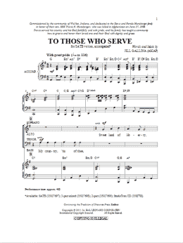 page one of To Those Who Serve (SATB Choir)