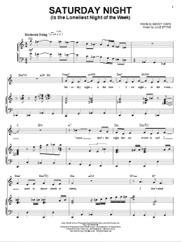 page one of Saturday Night (Is The Loneliest Night Of The Week) (Piano & Vocal)