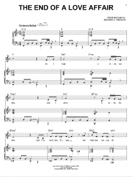 page one of The End Of A Love Affair (Piano & Vocal)