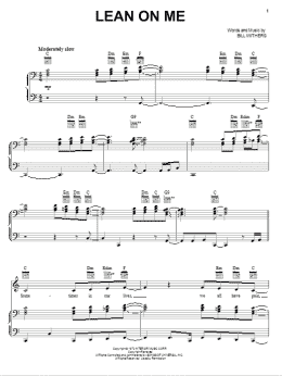 page one of Lean On Me (Piano, Vocal & Guitar Chords (Right-Hand Melody))