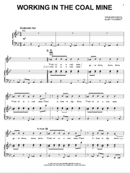page one of Working In The Coal Mine (Piano, Vocal & Guitar Chords (Right-Hand Melody))
