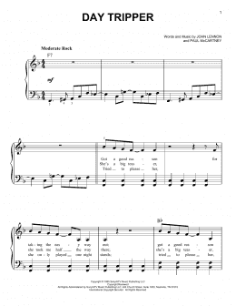 page one of Day Tripper (Easy Piano)