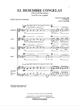 page one of El Desembre Congelat (SATB Choir)