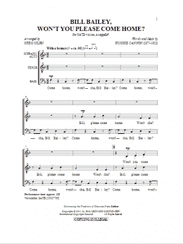 page one of Bill Bailey, Won't You Please Come Home (arr. Greg Gilpin) (SATB Choir)