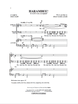 page one of Harambee! (SATB Choir)