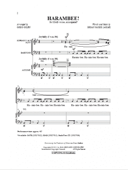 page one of Harambee! (SSAB Choir)