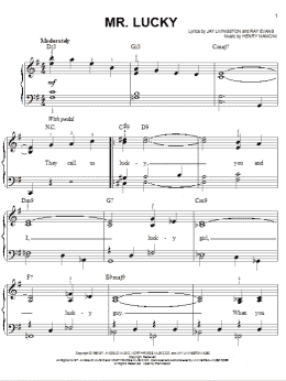 page one of Mr. Lucky (Easy Piano)