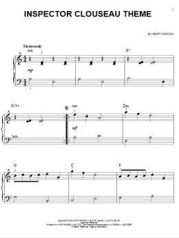 page one of Inspector Clouseau Theme (Easy Piano)