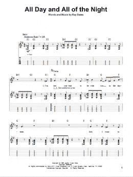 page one of All Day And All Of The Night (Guitar Tab (Single Guitar))