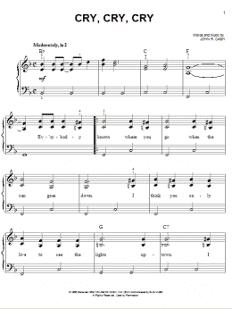 page one of Cry, Cry, Cry (Easy Piano)
