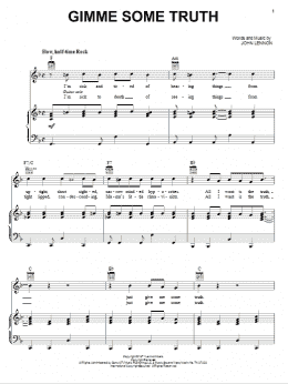 page one of Gimme Some Truth (Piano, Vocal & Guitar Chords (Right-Hand Melody))