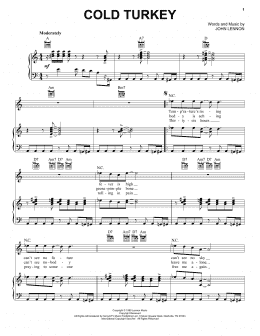 page one of Cold Turkey (Piano, Vocal & Guitar Chords (Right-Hand Melody))