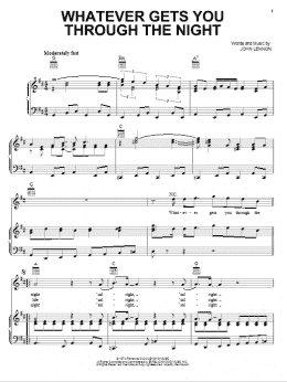 page one of Whatever Gets You Through The Night (Piano, Vocal & Guitar Chords (Right-Hand Melody))