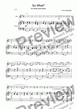 page one of "So What?" for Oboe and Piano