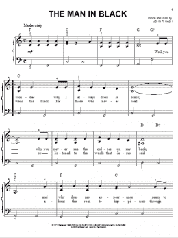page one of The Man In Black (Easy Piano)