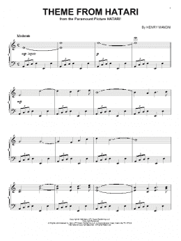 page one of Theme From Hatari (Piano Solo)