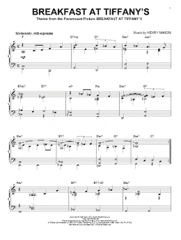 page one of Breakfast At Tiffany's (Piano Solo)