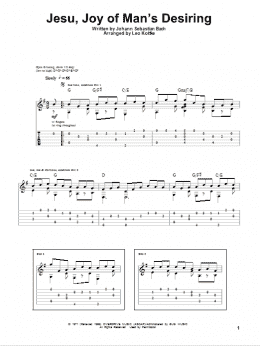 page one of Jesu, Joy Of Man's Desiring (Guitar Tab (Single Guitar))