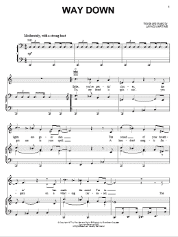 page one of Way Down (Piano, Vocal & Guitar Chords (Right-Hand Melody))