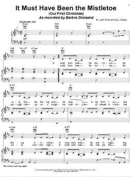 page one of It Must Have Been The Mistletoe (Our First Christmas) (Piano, Vocal & Guitar Chords (Right-Hand Melody))