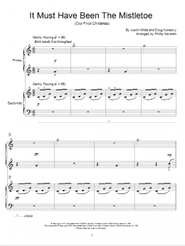 page one of It Must Have Been The Mistletoe (Our First Christmas) (arr. Phillip Keveren) (Piano Duet)