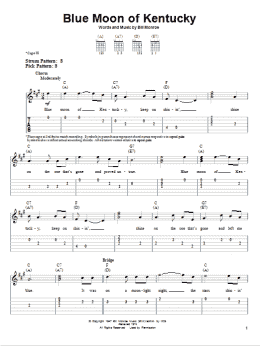 page one of Blue Moon Of Kentucky (Easy Guitar Tab)