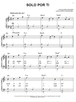 page one of Solo Por Ti (Easy Piano)