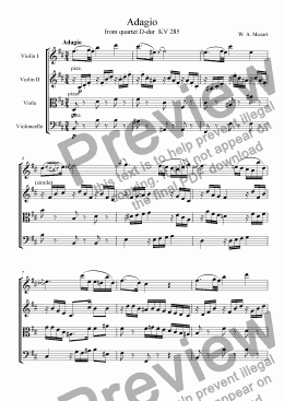 page one of Adagio from flute quartet D-dur KV 285