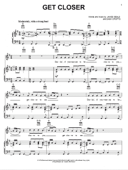 page one of Get Closer (Piano, Vocal & Guitar Chords (Right-Hand Melody))
