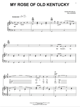 page one of My Rose Of Old Kentucky (Piano, Vocal & Guitar Chords (Right-Hand Melody))