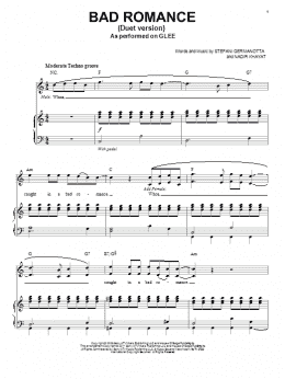 page one of Bad Romance (Vocal Duet) (Piano & Vocal)