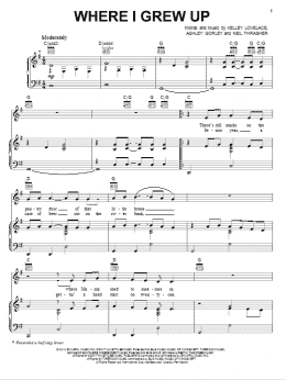 page one of Where I Grew Up (Piano, Vocal & Guitar Chords (Right-Hand Melody))